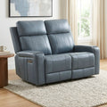 Cavron Leather Match Power Loveseat Blue N A