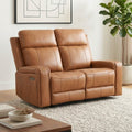 Cavron Leather Match Power Sofa Cognac N A