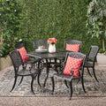 Outdoor Cayman 7 Piece Cast Aluminum Bronze Dining Set By Christopher Knight Home