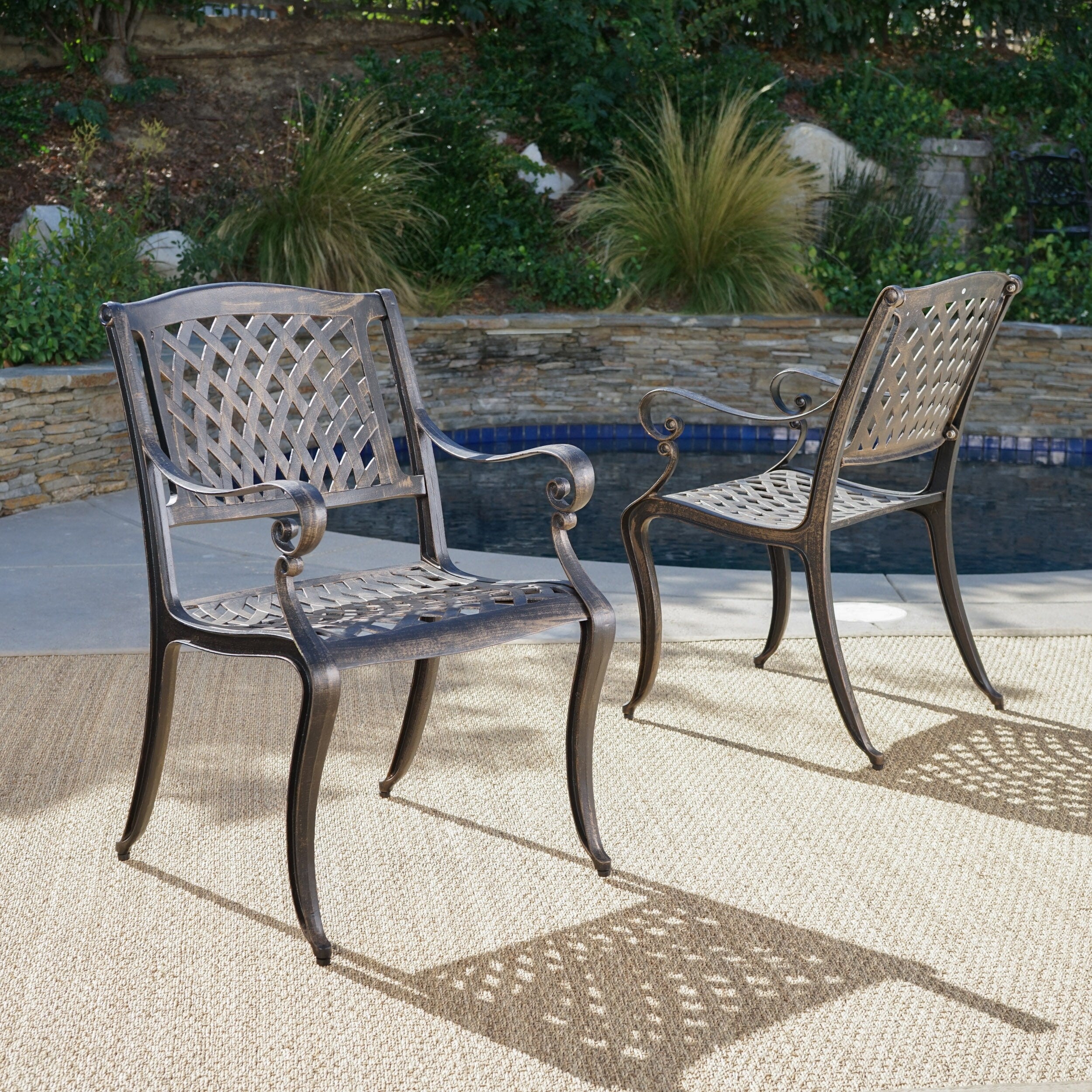 Outdoor Cayman Cast Aluminum Outdoor Chair Set Of 2 By Christopher Knight Home