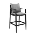 Cayman Outdoor Patio Counter Height Bar Stool In Aluminum With Gray Cushions Set Of 2