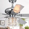 Cayten 5 Blade 52 Inch Chrome Lighted Ceiling Fans With Crystal Shade Remote Controlled