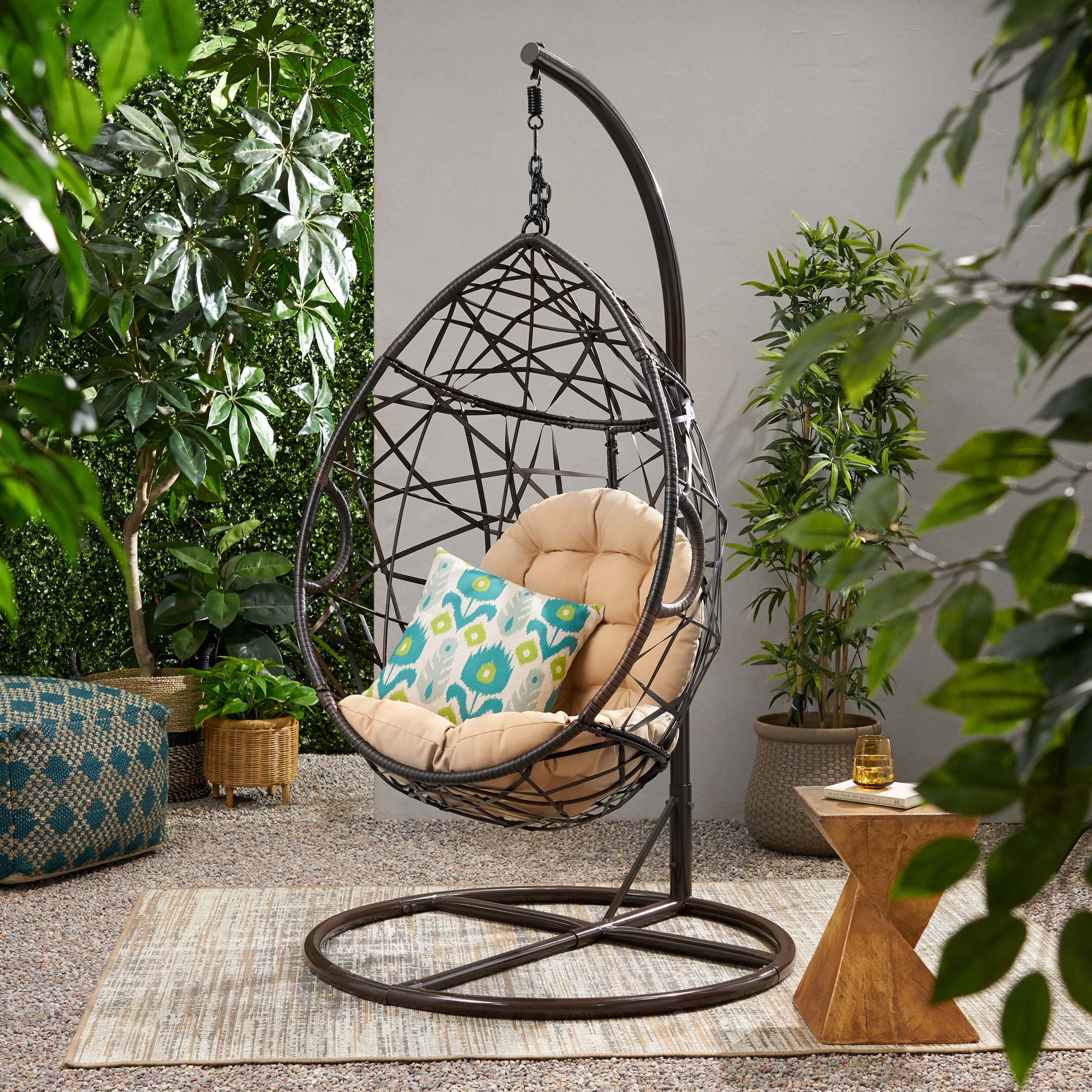 Outdoor Brown Wicker Tear Drop Chair By Christopher Knight Home