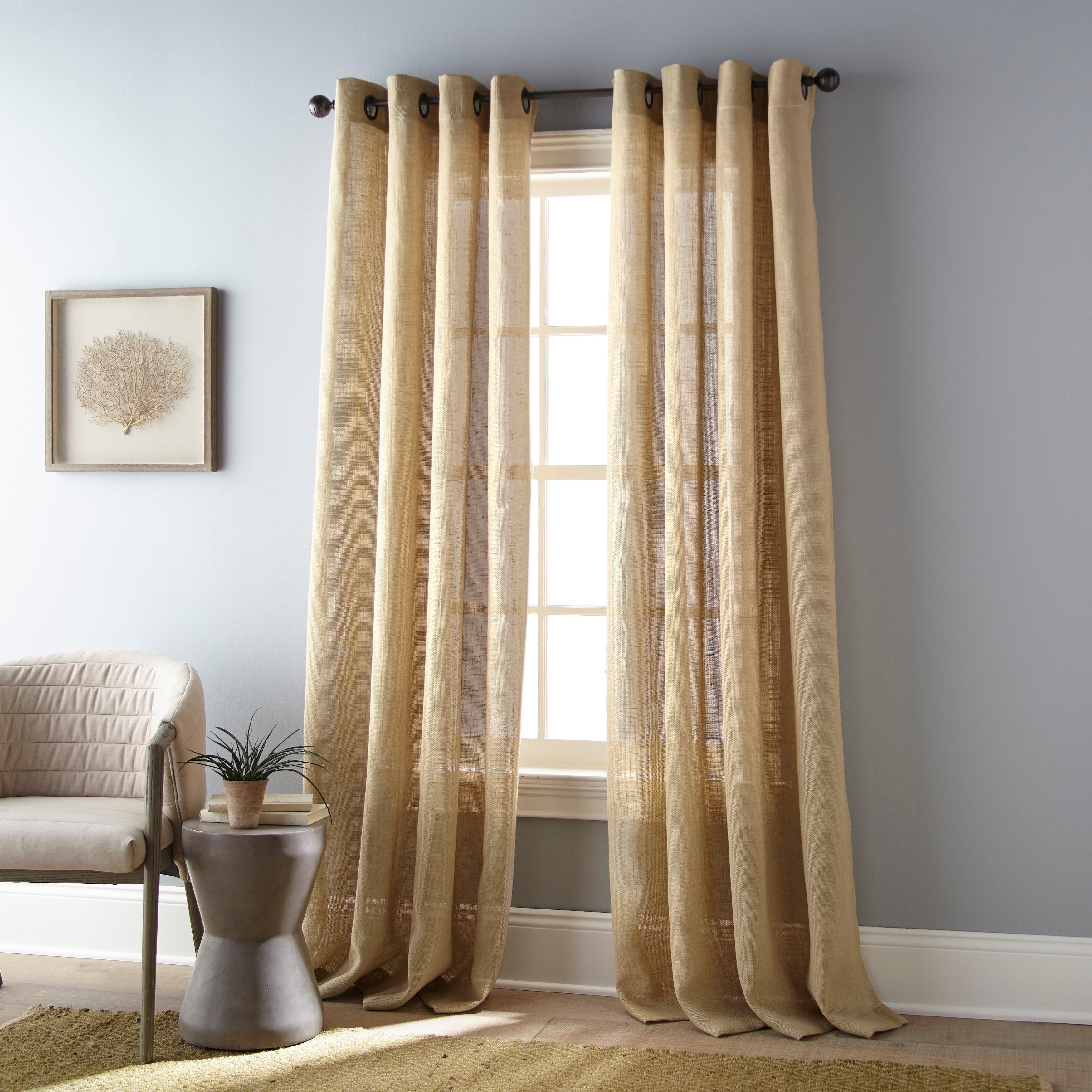 Burlap Grommet Single Curtain Panel