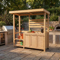 Cedar Outdoor Grill Table With Storage Canopy Bbq Prep Station Kitchen Island
