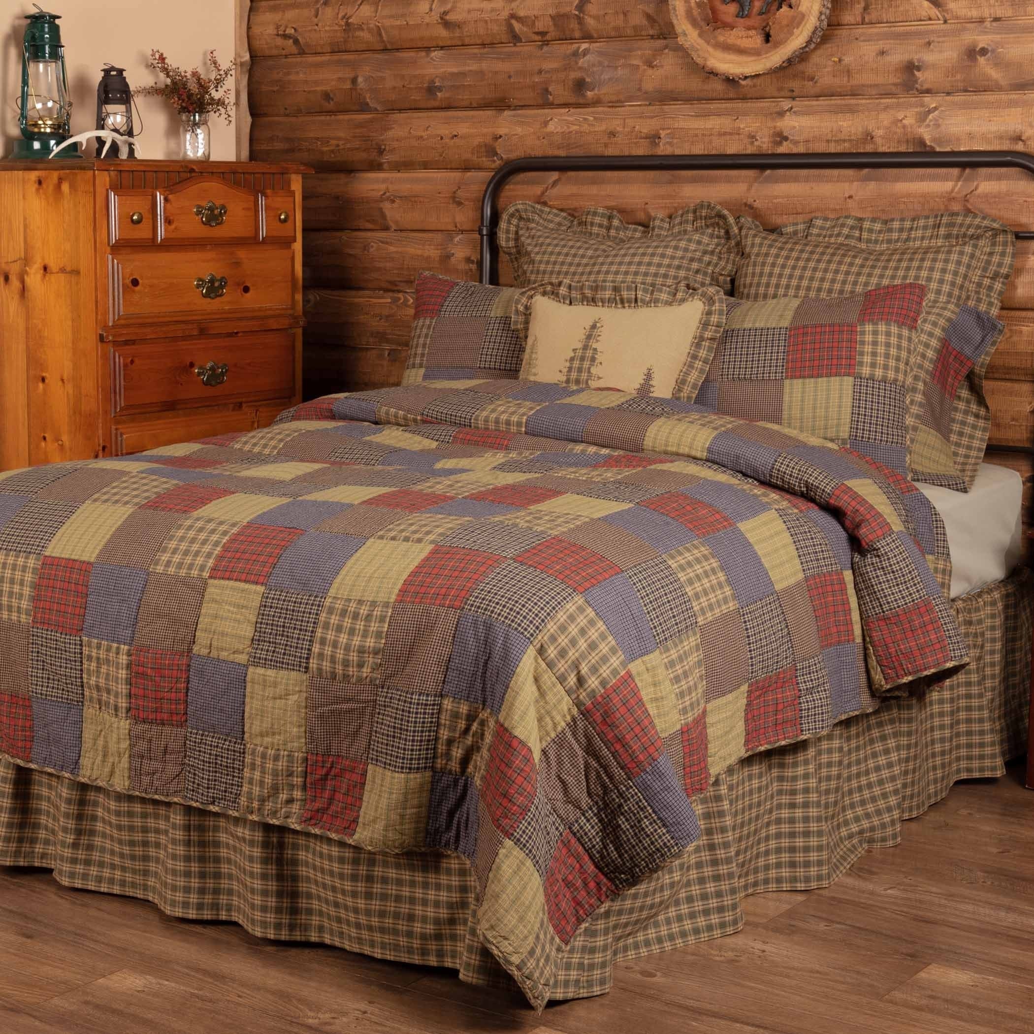 Green Rustic Bedding Ridgeline Quilt Cotton Patchwork