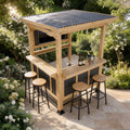 Cedar Wood Outdoor Bar Gazebo With Pvc Roof 85 X 76 Backyard Pavilion With Tv Mount Double Bar Counte