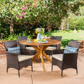 Cedros Outdoor 5 Piece Wicker Dining Set With Dining Table By Christopher Knight Home