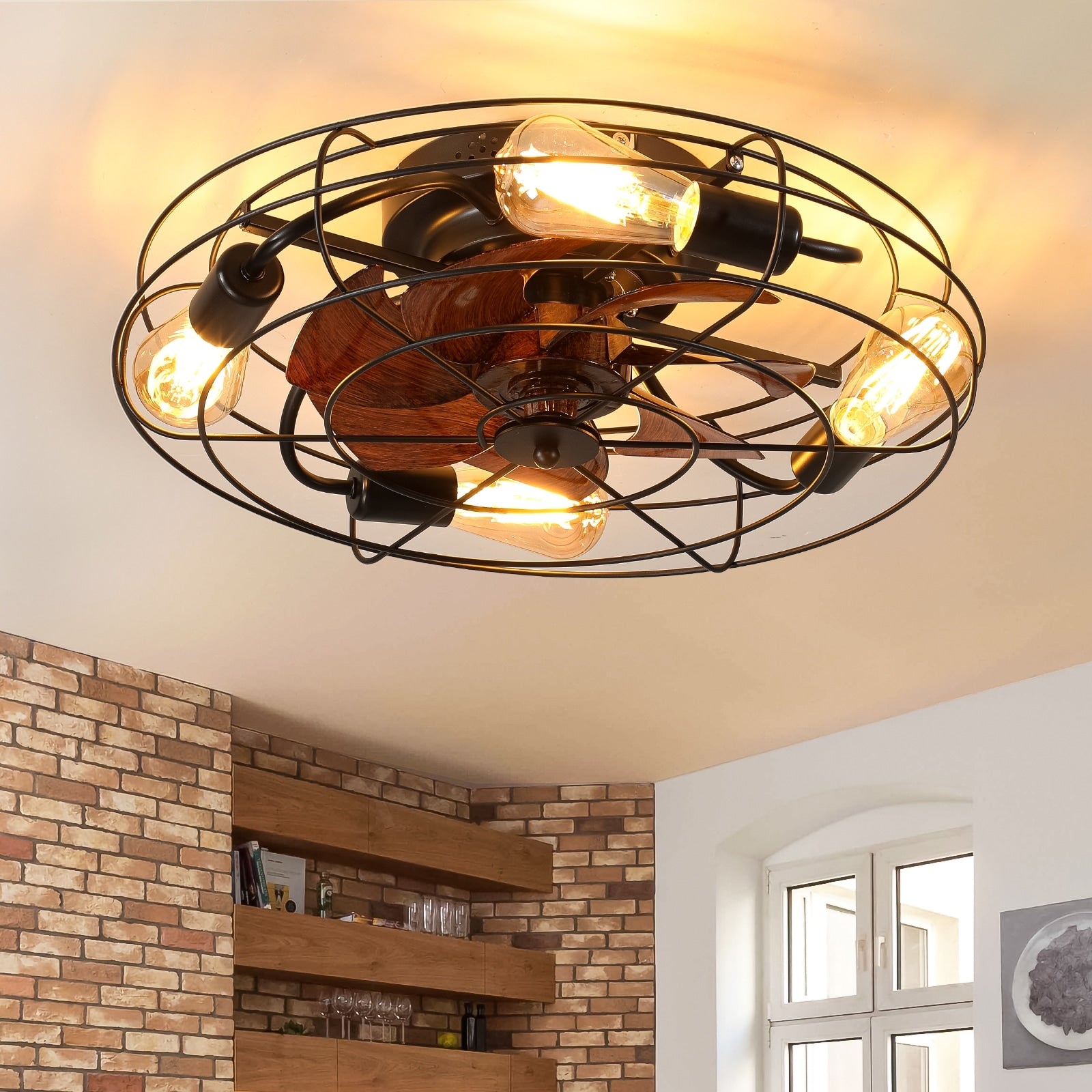 Ceiling Fan With Light 20 Farmhouse Low Profile Ceiling Fan Lights With Remote Control Enclosed 4X E26 Bulb Ceiling Fans