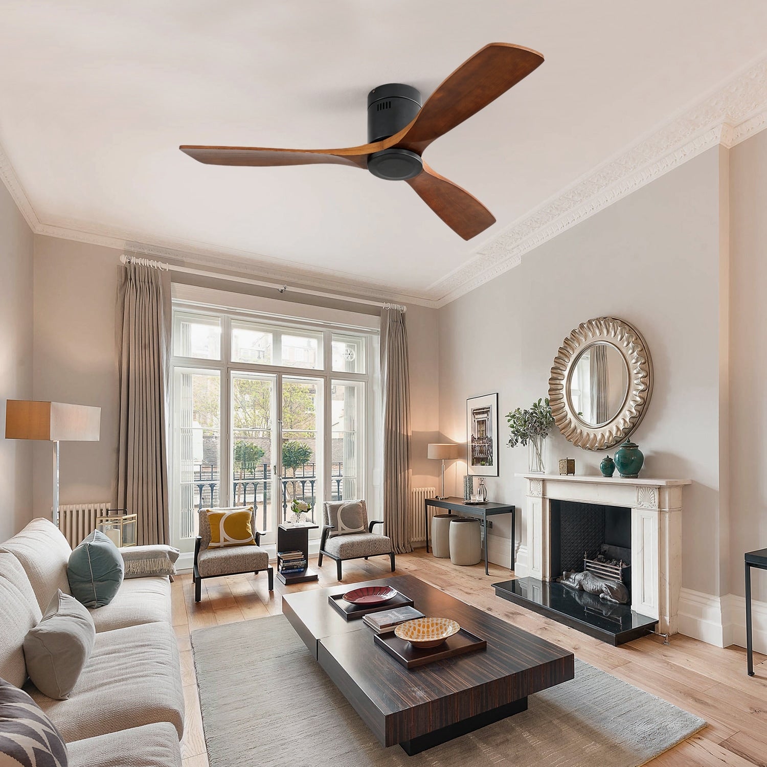 Ceiling Fan With Remote Control Reversible Motor Without Light