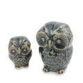 Celadon Ceramic Figurines Little Green Owls Pair Thailand