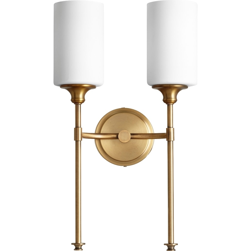 Celeste Aged Brass And Satin Opal 2 Light Wall Light