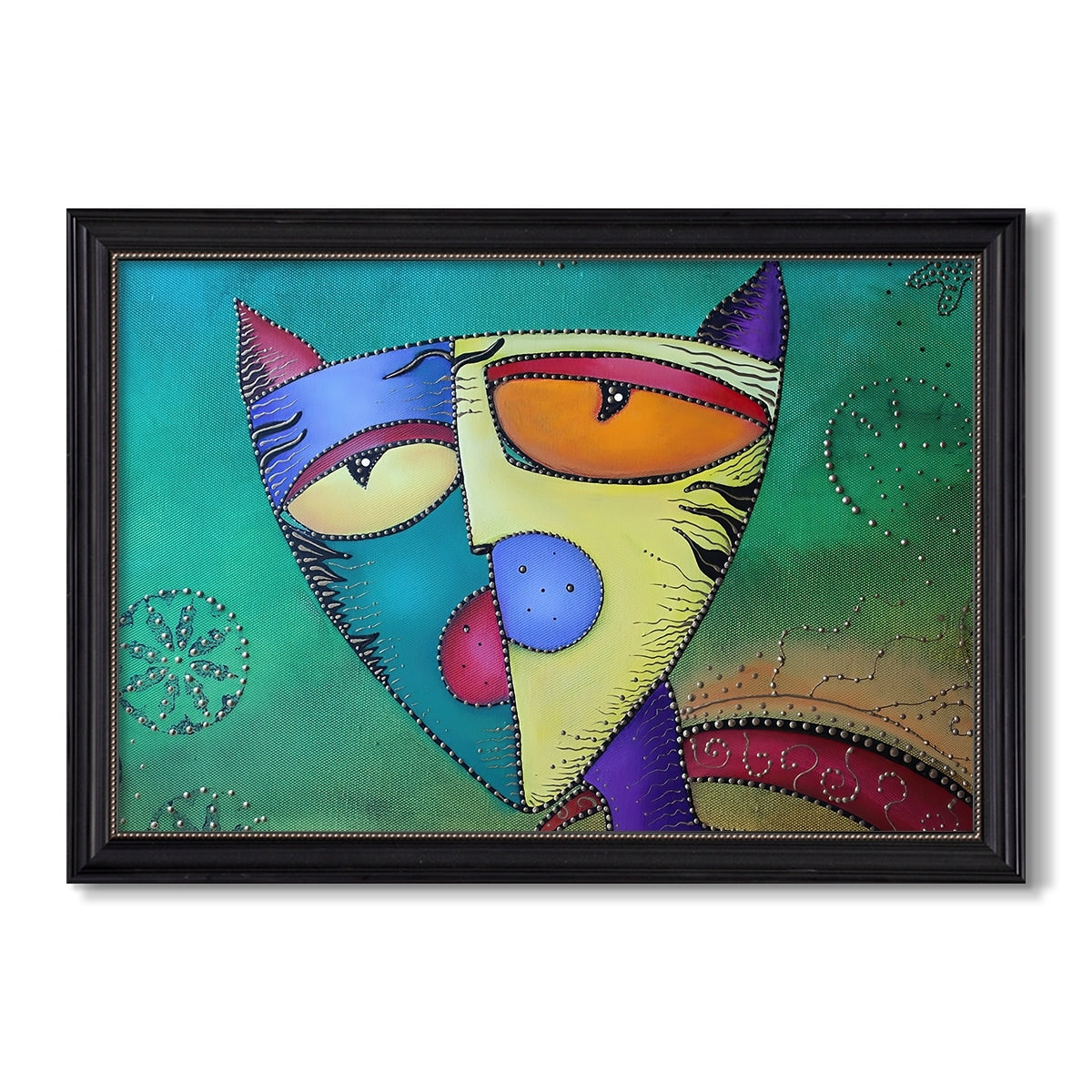 Celestial Cat Laura Barbosa Custom Framed Canvas