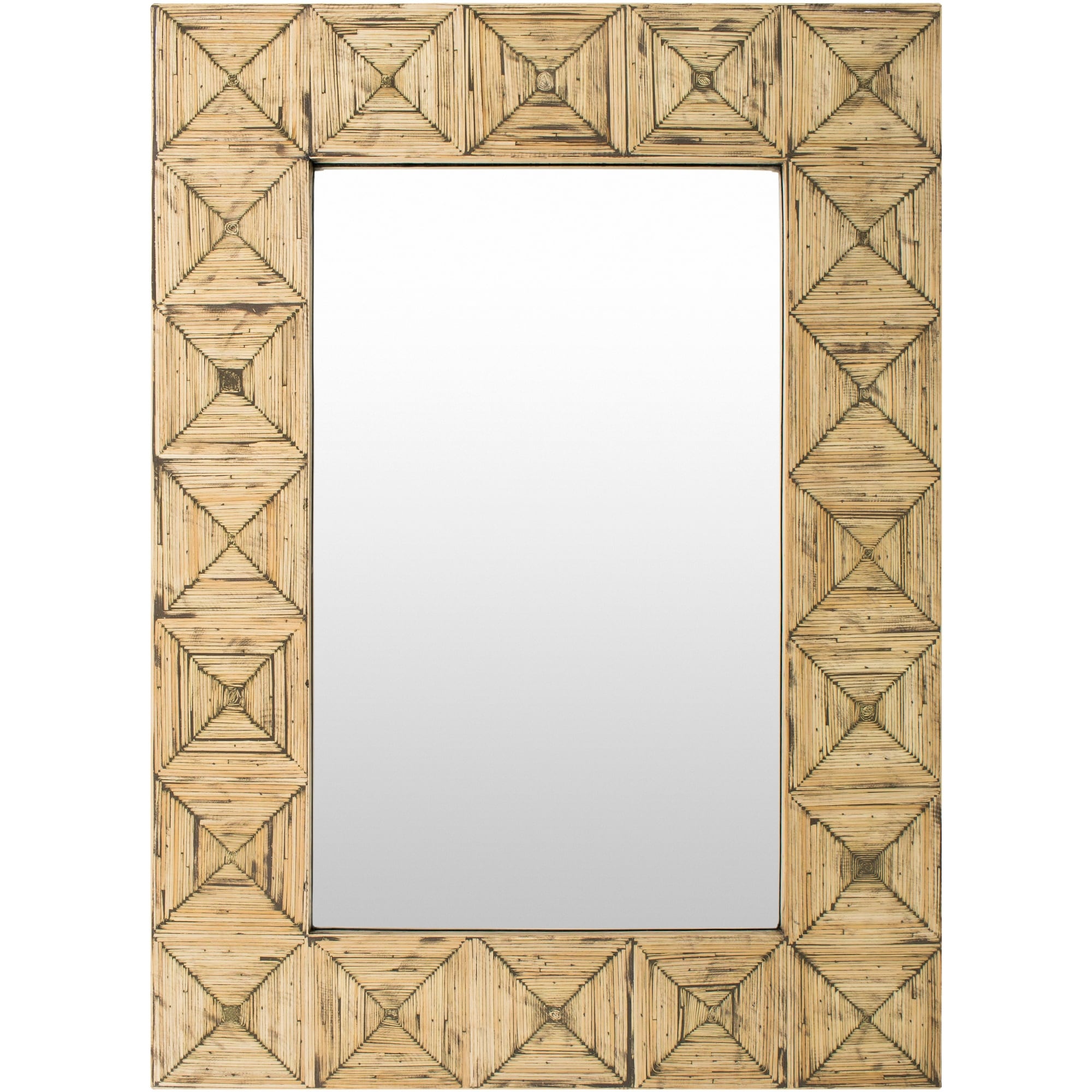 Celine Inlaid Bamboo Beveled Wall Mirror Brown Ivory 26 X 35.8
