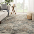 Porch Den Barko Blue Tan Tribal Pattern Hand Knotted Area Rug