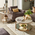 Celsus Champagne Gold Finish Cocktail Table Or Table Set With Faux Marble Top And Mirror Bottom By Inspire Q Bold