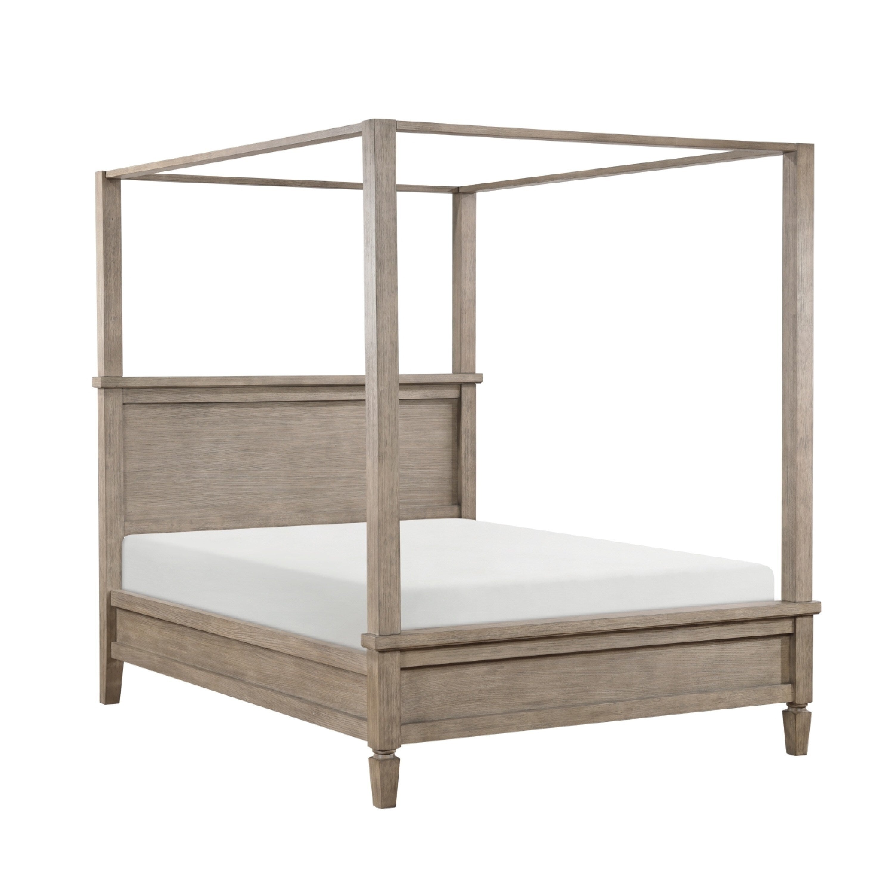 Cely Queen Canopy Bed Paneled Headboard And Footboard Farmhouse Oak Gray