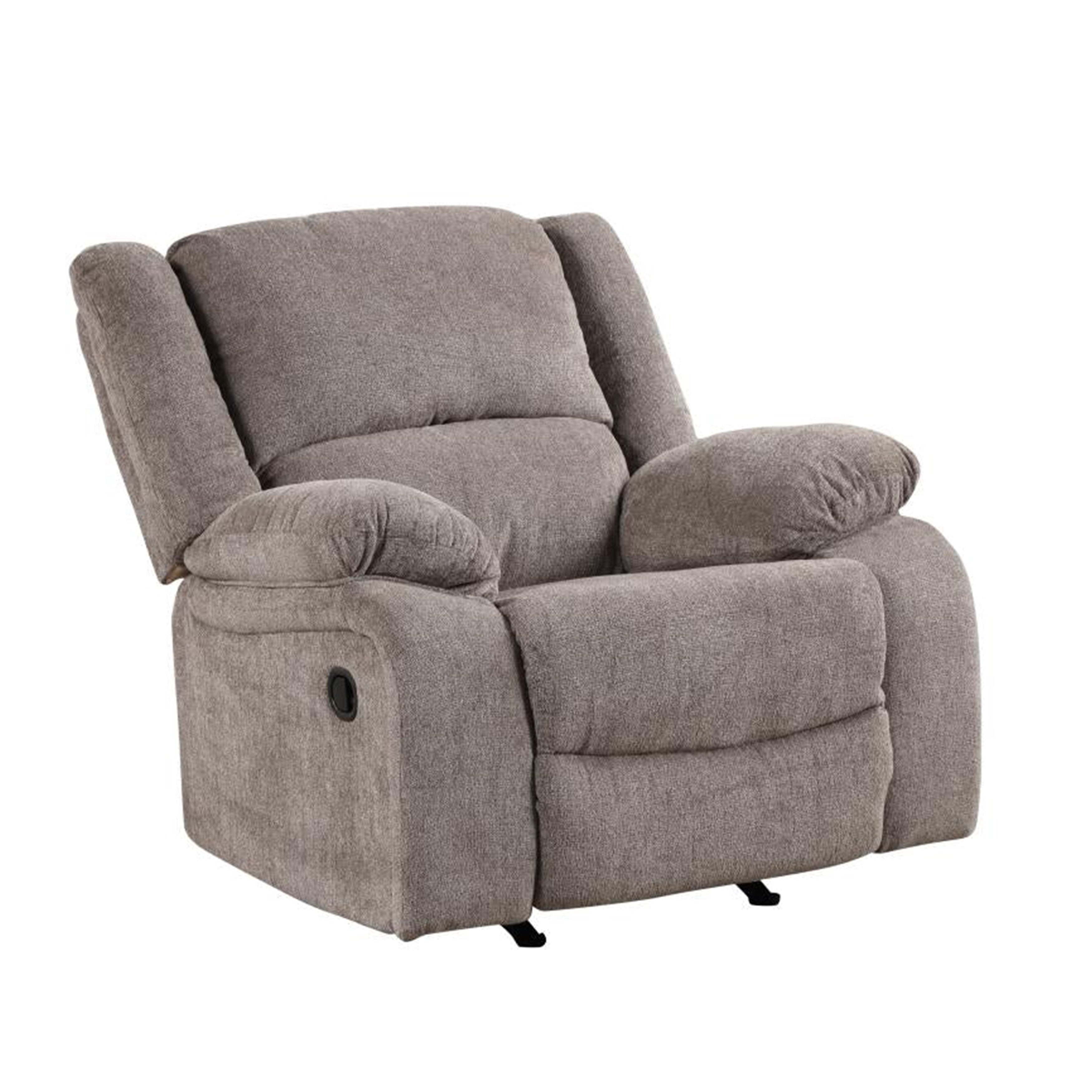 Cem Manual Reclining Chair Pillow Tufted Mocha Gray Chenille