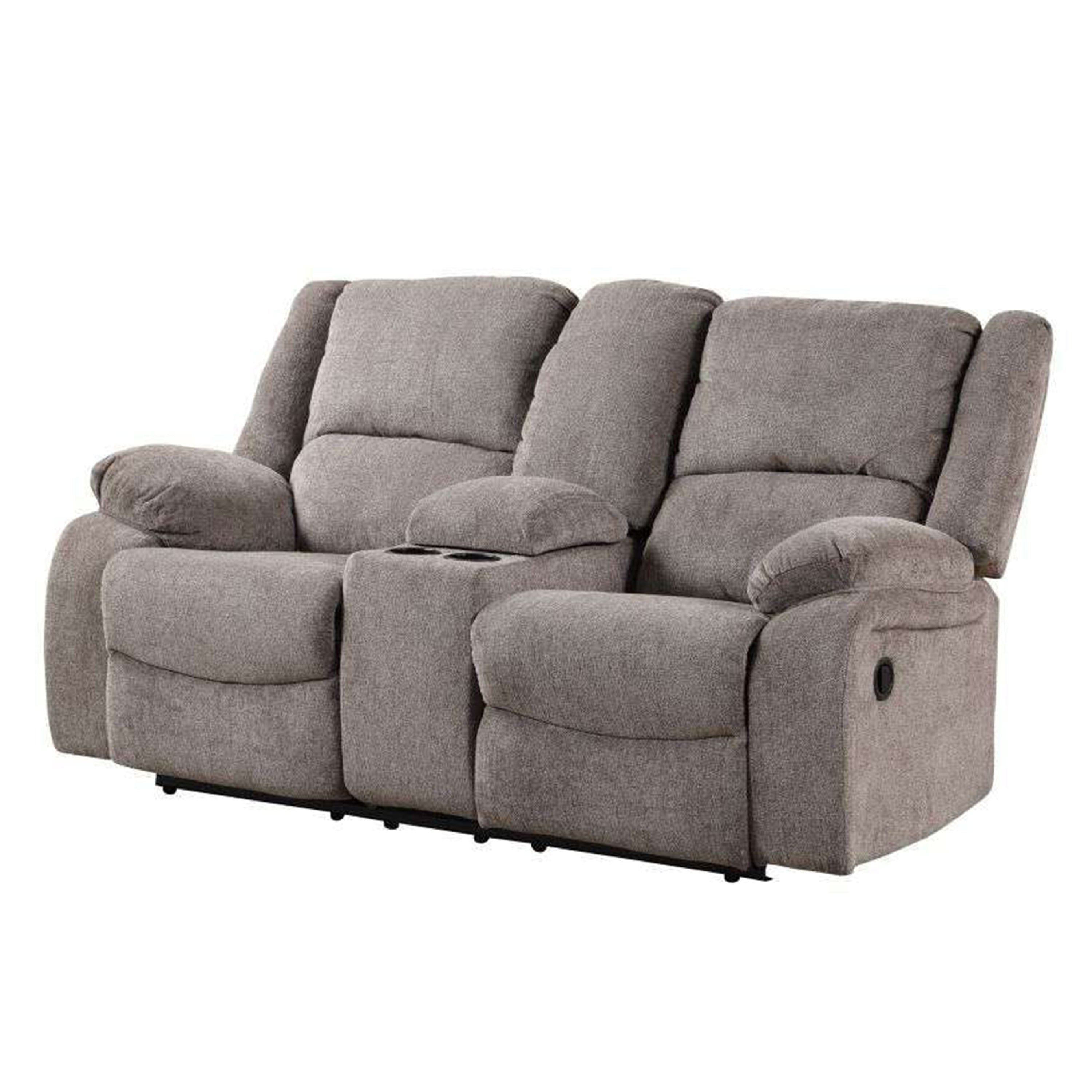 Cem Manual Reclining Loveseat Pillow Tufted Mocha Gray Chenille