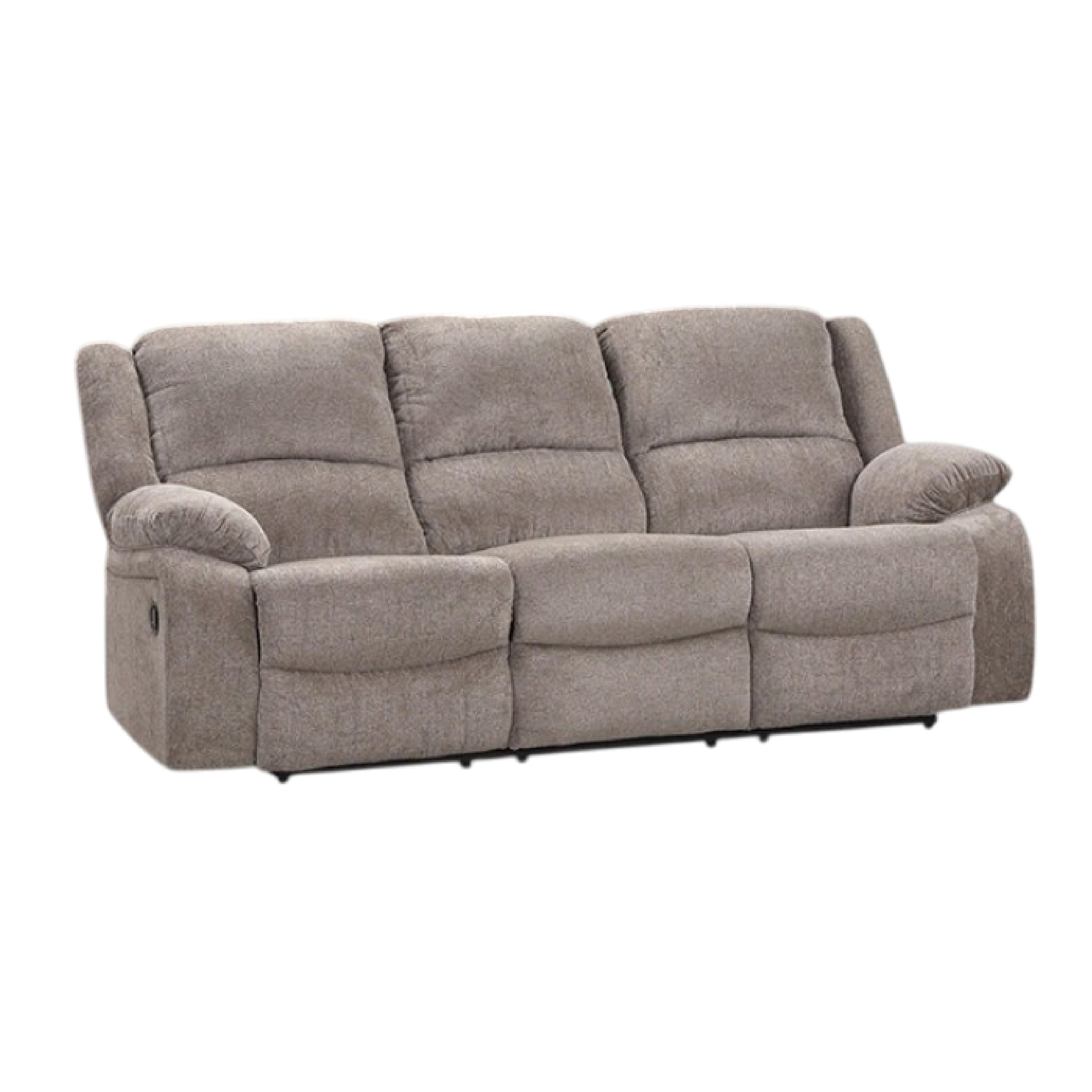 Cem Manual Reclining Sofa Pillow Tufted Mocha Gray Chenille 88 Inch