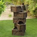 Cement Tiered Crates Outdoor Fountain