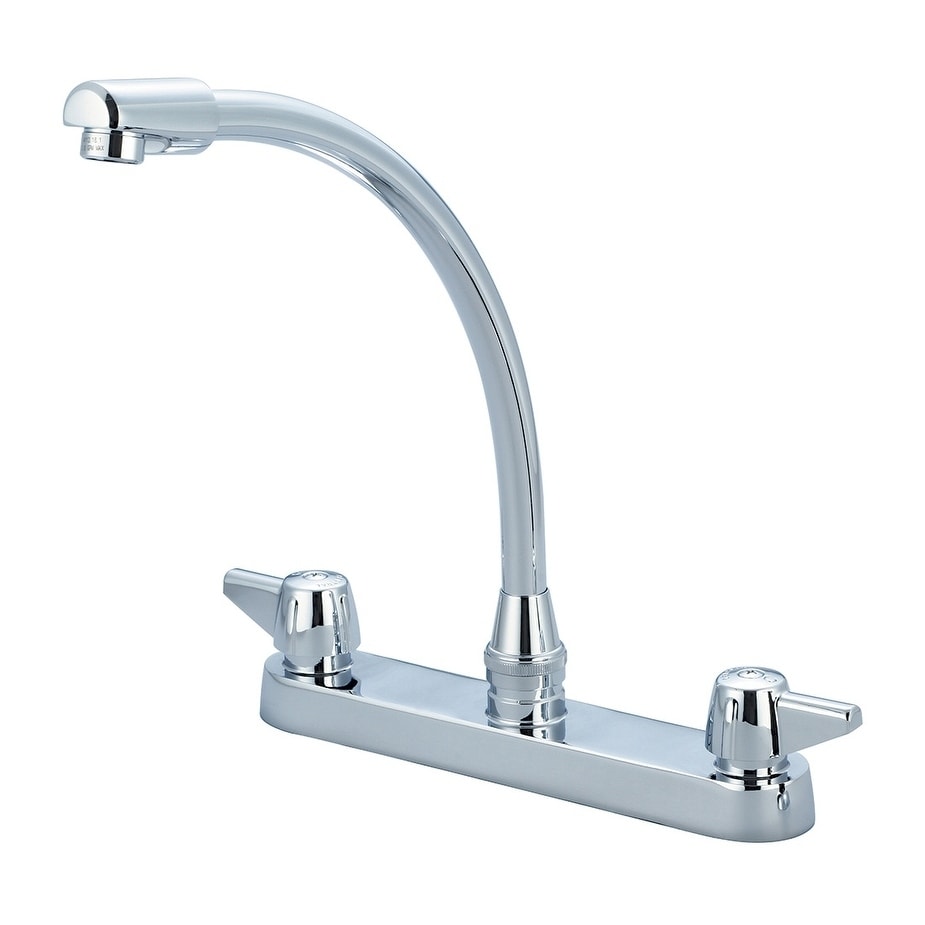 Central Brass Two Handle Cast Brass Kitchen Faucet 8 3 4 High Rise Swivel Spout 80122 A07 Chrome