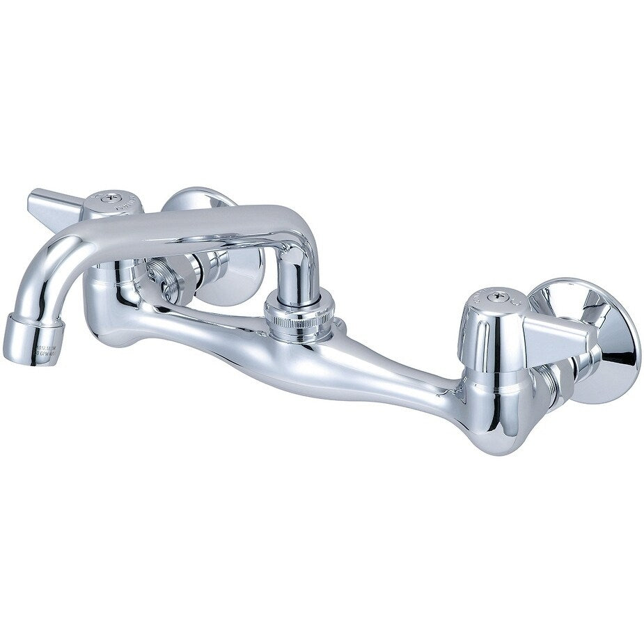 Central Brass Two Handle Wallmount Kitchen Faucet 6 Tube Swivel Spout 0047 Ta Chrome