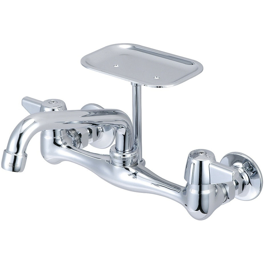 Central Brass Two Handle Wallmount Kitchen Faucet 6 Tube Swivel Spout 0048 Ua Chrome