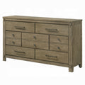 Cera Wide Dresser 7 Drawers Bronze Handles Antique White Oak Tone Wood