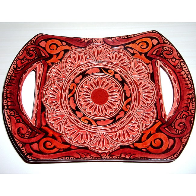 Handmade Ceramic Andalucia Ii Engraved Plate Morocco