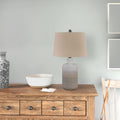 Ceramic Body Table Lamp With Brushed Details Set Of 2 Beige And White