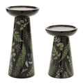 Ceramic Botanical Print Candle Holders Set Of 2