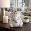 Ceramic Elephant Figurine With Hat And Eyeglasses 6 Gray Black 6.0