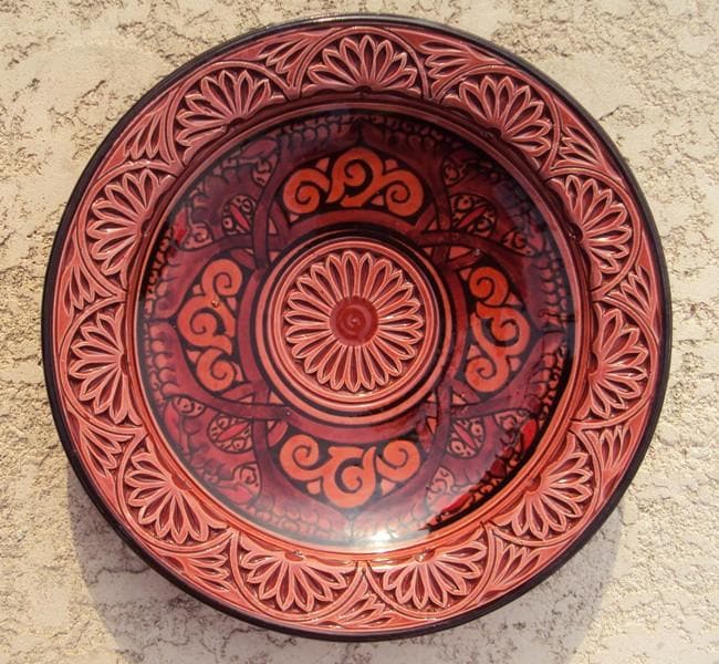 Handmade Ceramic Engraved Chili Plate Morocco