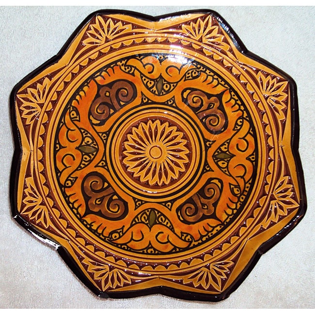 Handmade Ceramic Isabella Engraved Plate Morocco
