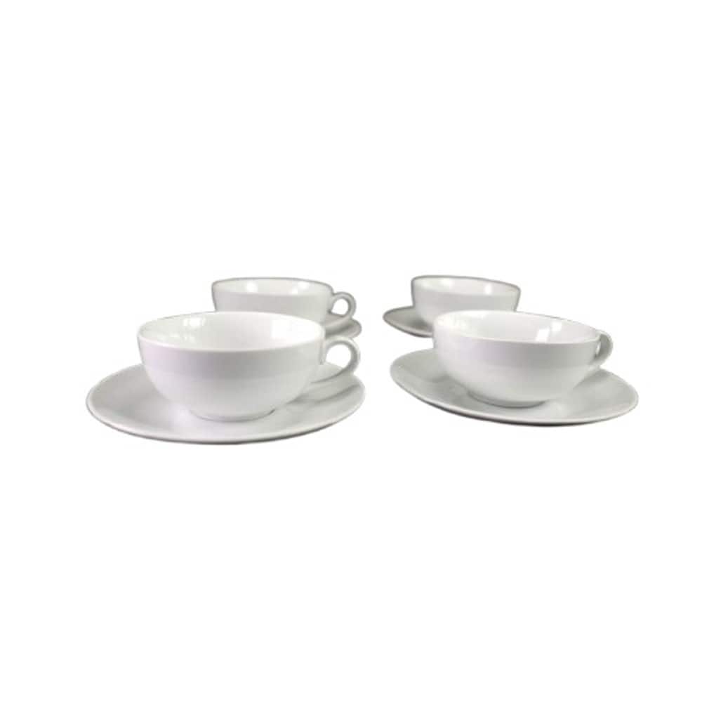 Ceramic Latte Cup And Saucer Set Of 4