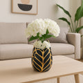 Sagebrook Home 13036 03 Ceramic 7.75 Leaf Vase White Gold Ceramic 5.75 X 5.75 X 7.75 Inches