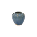 Ceramic Round Pot With Six Loop 9 Inch Tall Antique Blue