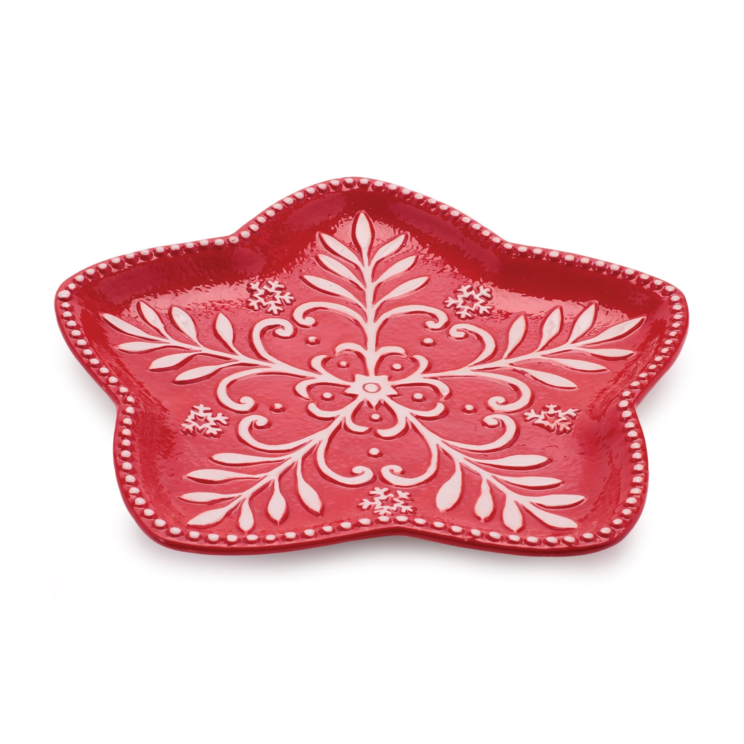 Ceramic Snowflake Plate Set Of 4