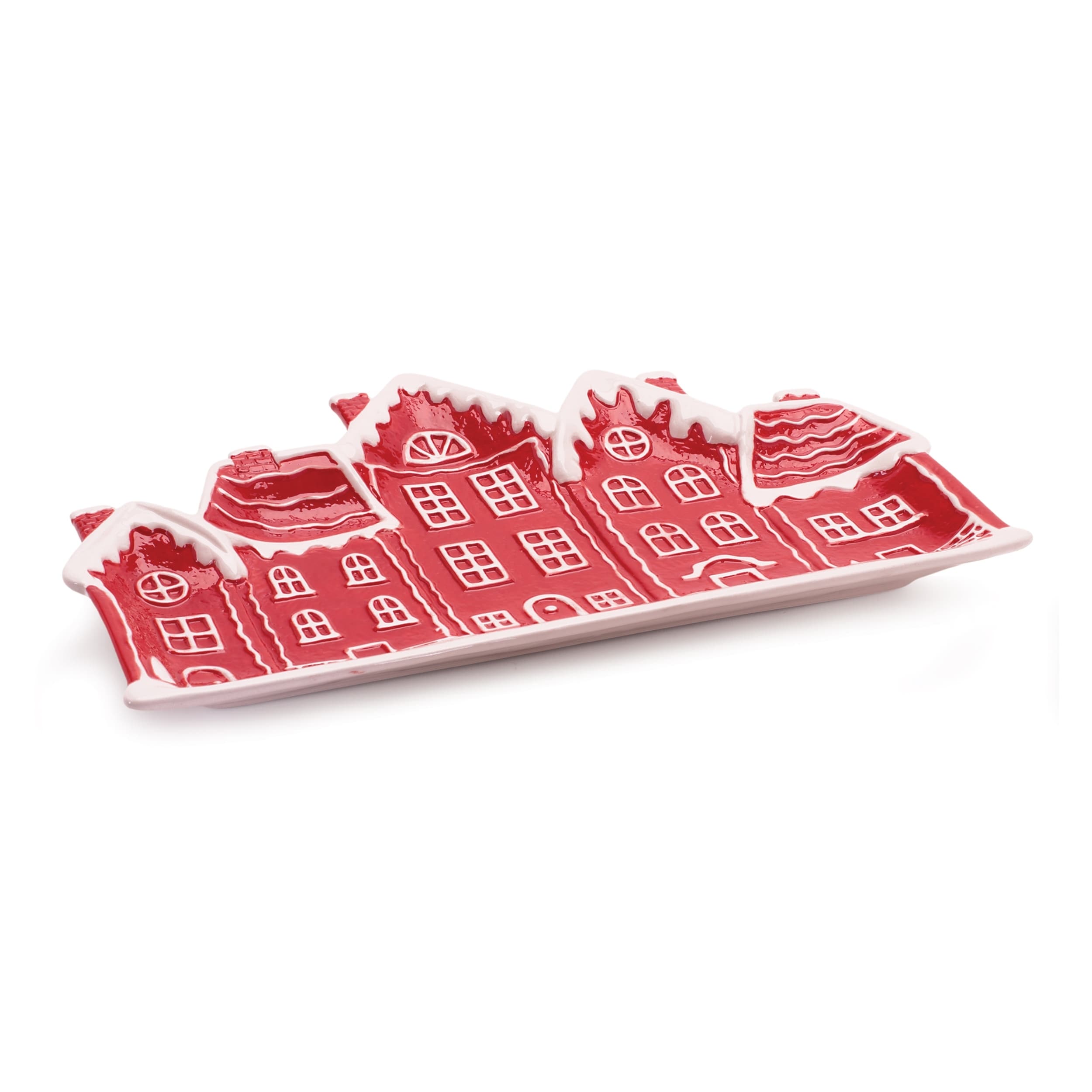 Ceramic Snowy Village Plate Set Of 4