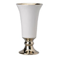 Ceramic Vase With Flared Top And Pedestal Base Large White And Gold