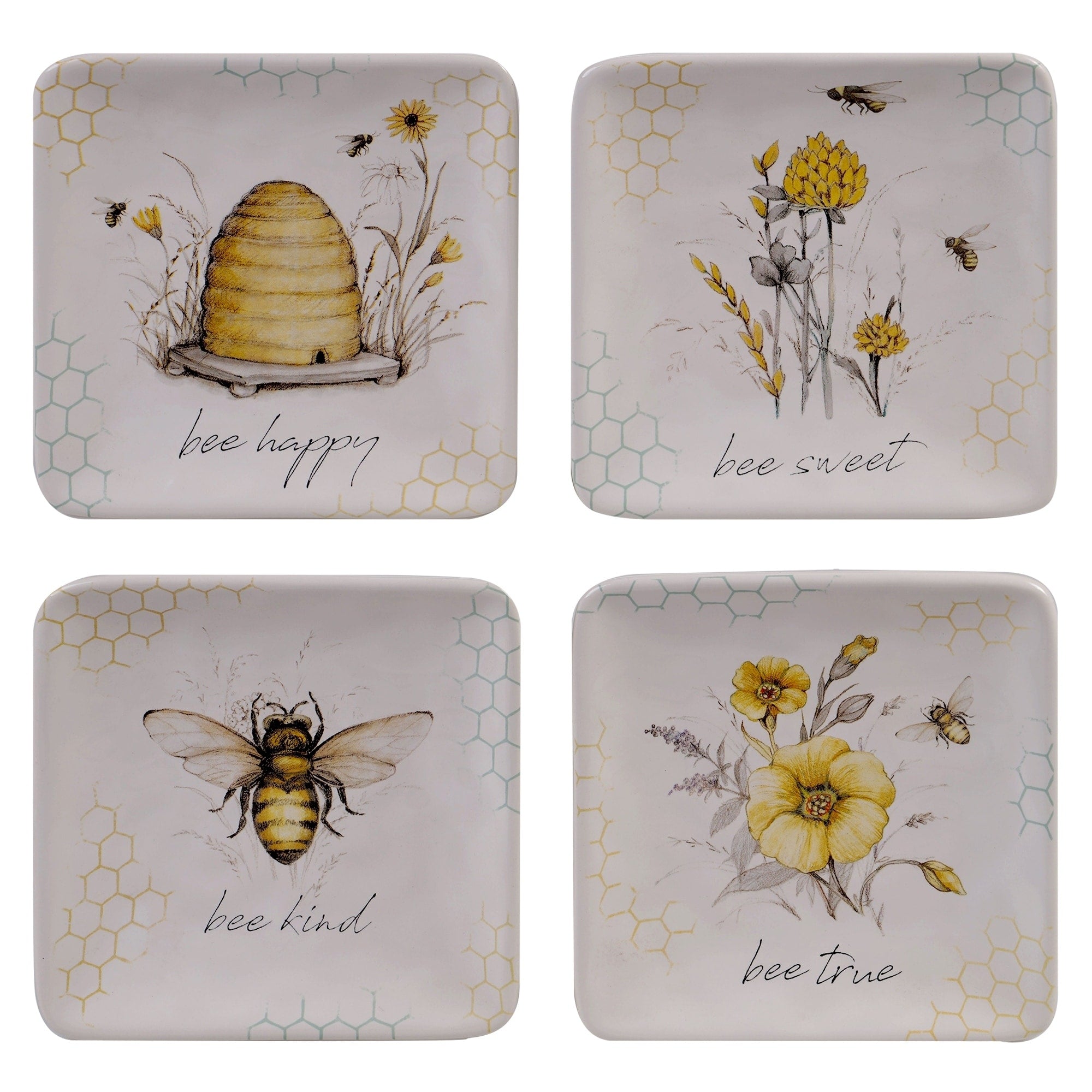 Certified International Bee Sweet 6 Inch Canape Luncheon Plates Set Of 4