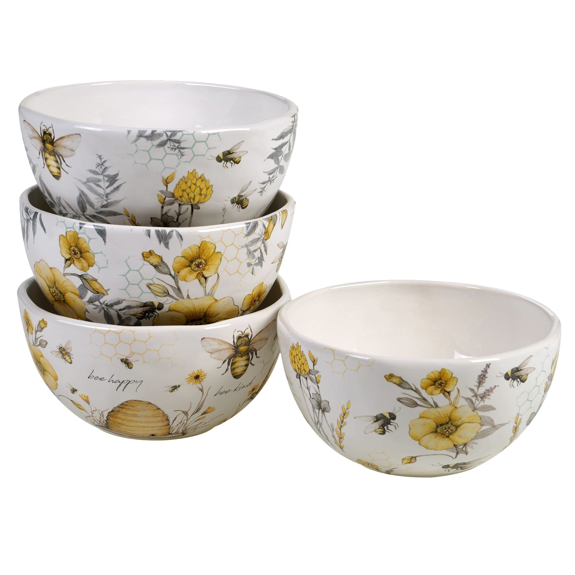 Certified International Bee Sweet 6 Inch Ice Cream Dessert Bowls Set Of 4