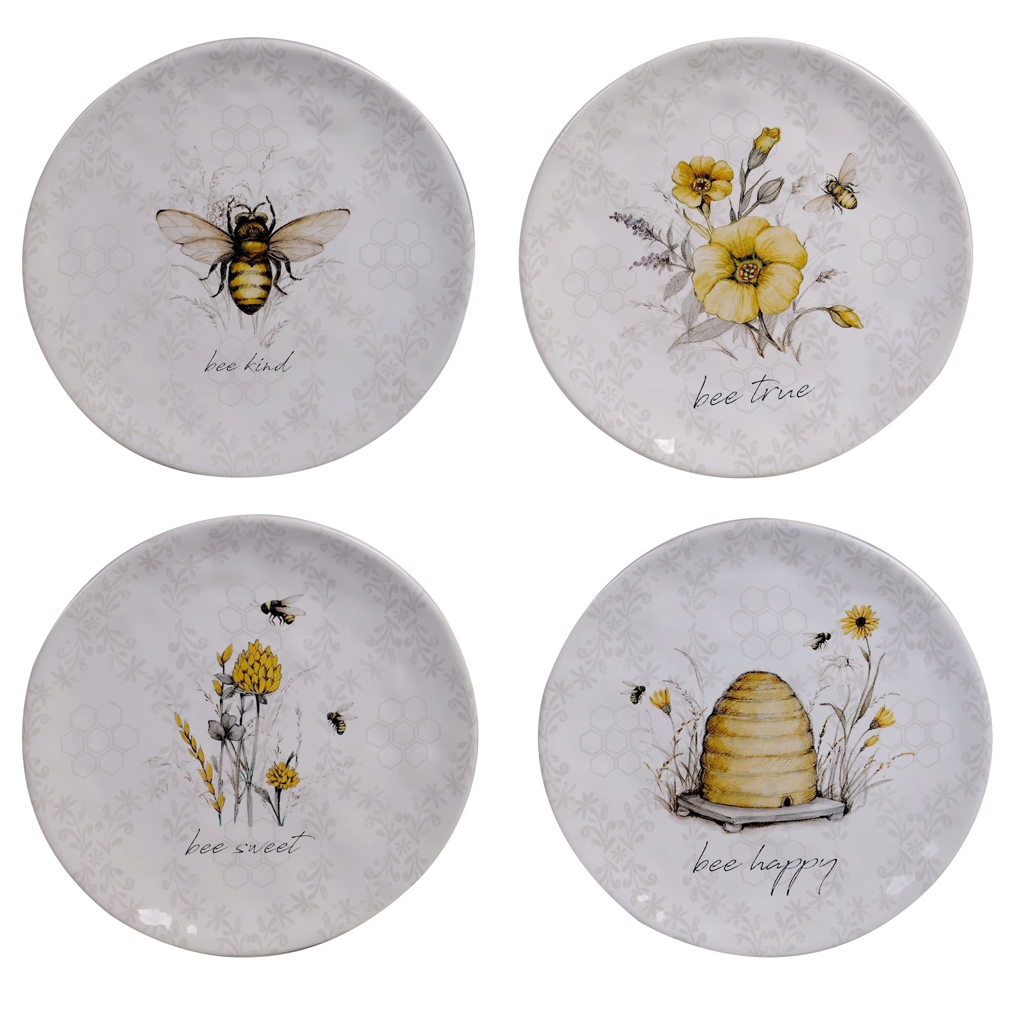 Certified International Bee Sweet 8.5 Inch Salad Dessert Plates Set Of 4