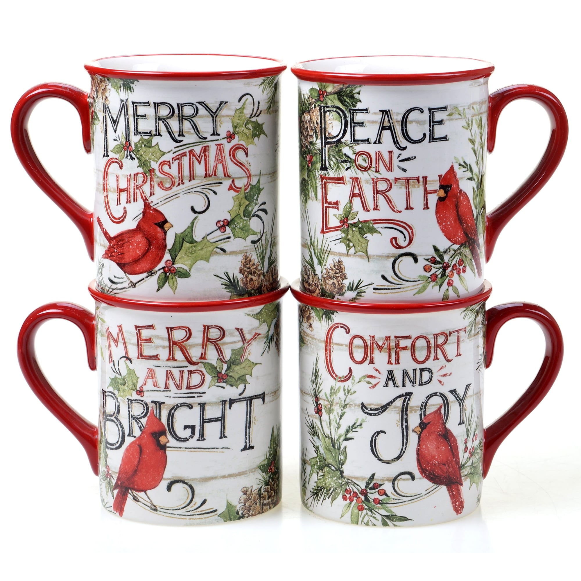 Certified International Evergreen Christmas 16 Oz. Mugs Set Of 4