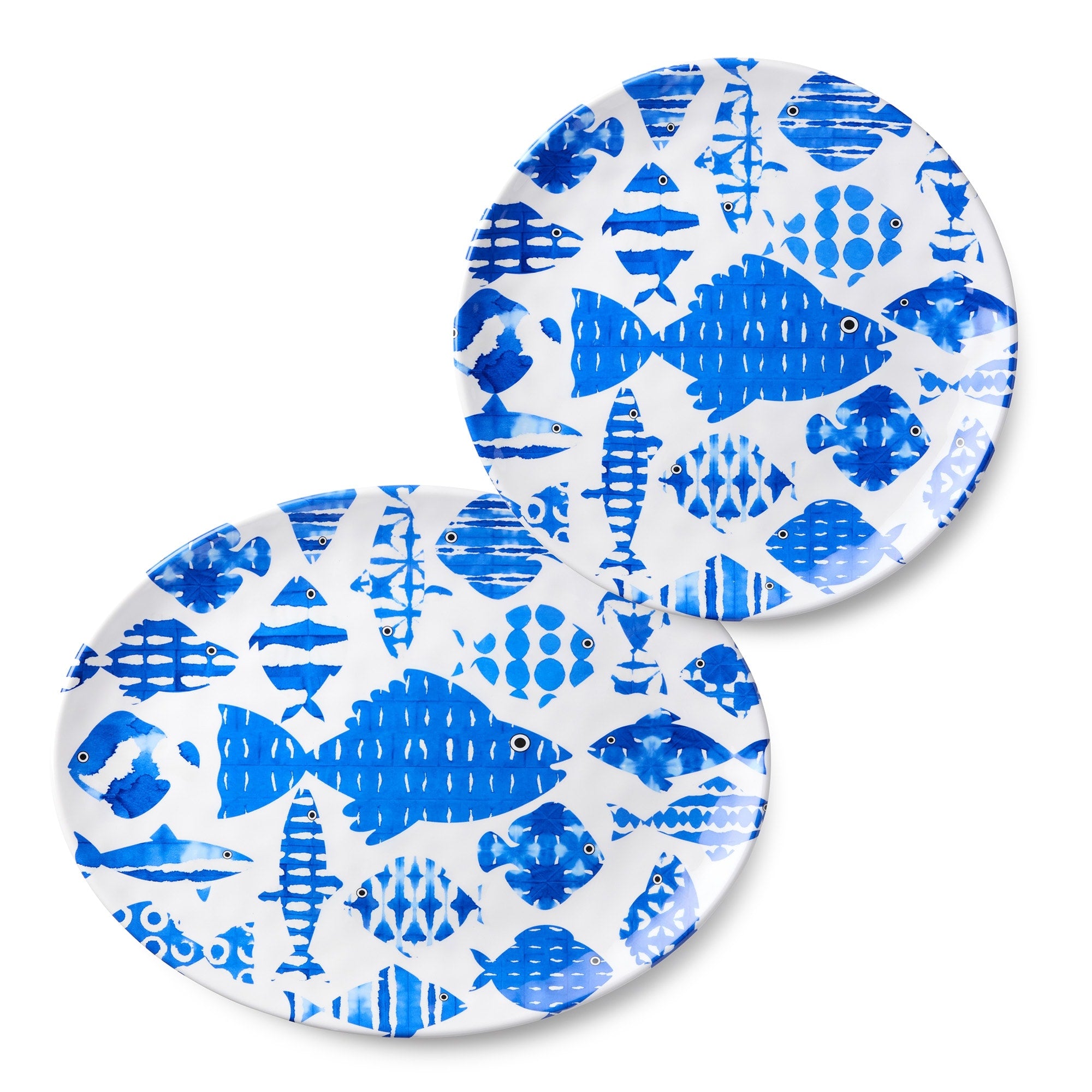 Certified International Fish Tale Melamine 2 Piece Platter Set 18.00 L X 13.5.00 W X 0.75 H