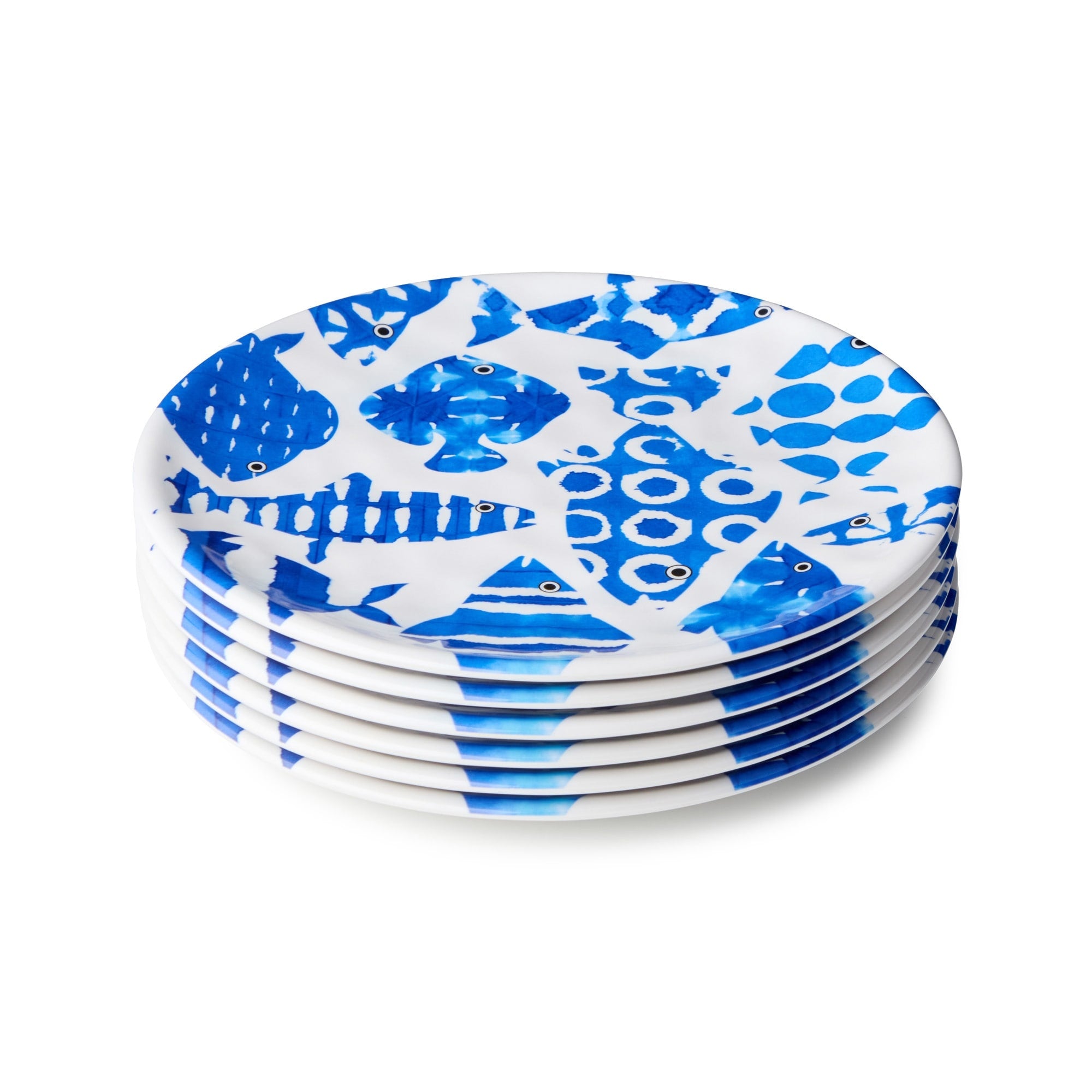 Certified International Fish Tale Melamine 9 Salad Dessert Plates Set Of 6 9.00 L X 9.00 W X 0.50 H