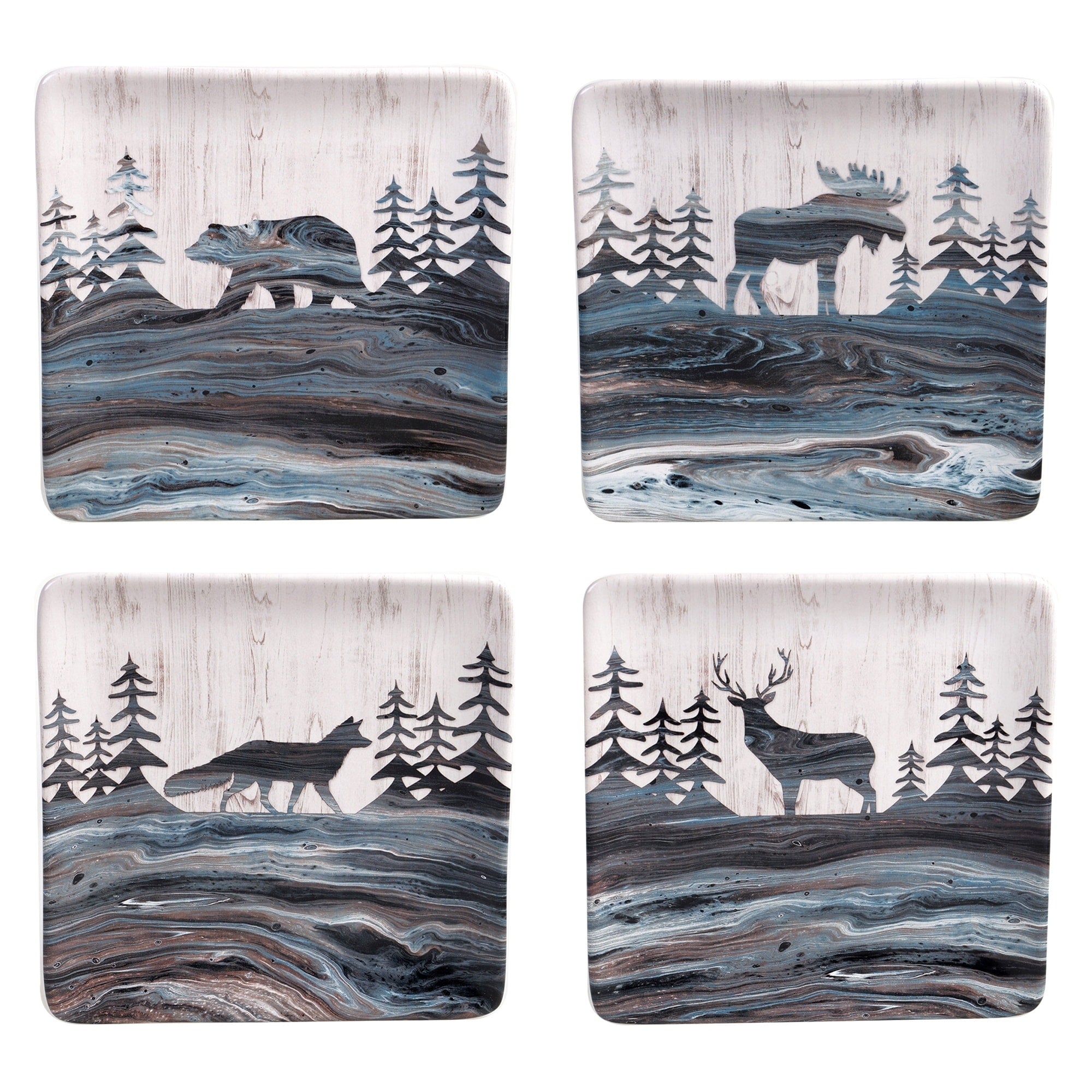 Certified International Fluidity Lodge 8.5 Inch Salad Dessert Plates Set Of 4