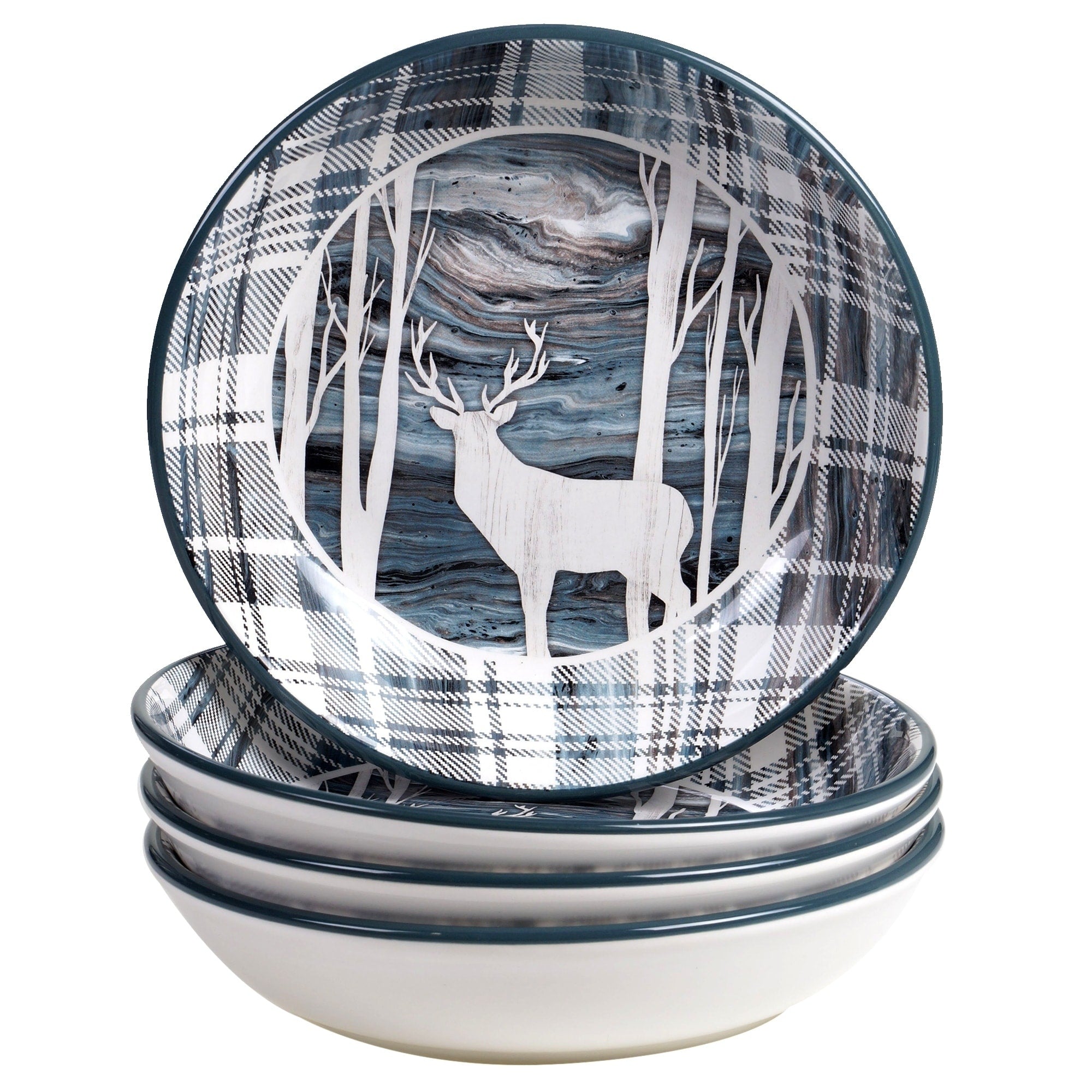 Certified International Fluidity Lodge 9 Inch Soup Pasta Bowls Set Of 4