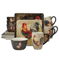 Certified International Gilded Rooster 16 Piece Dinnerware Set